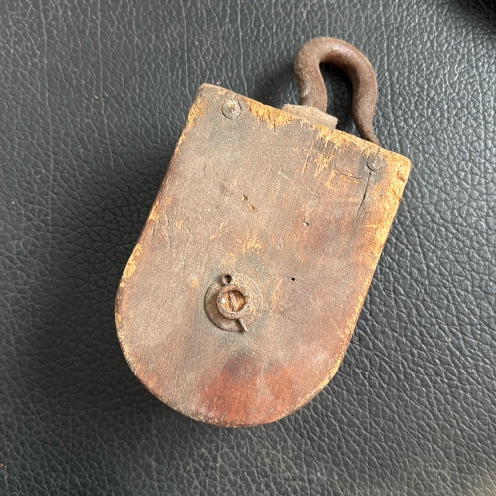 Antique wooden pulley